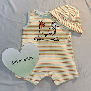 Ellen Degeneres - Colorful Striped Baby Romper and hat set